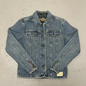 Vintage 2000s Harley Davidson Motorcycles Biker Button Up Denim Jacket Size M